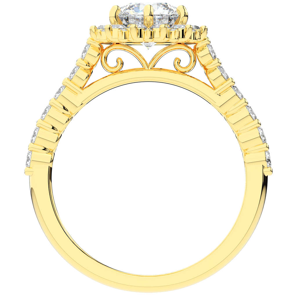 1.60CT.TW ROUND LAB DIAMOND HALO ENGAGEMENT RING - Nazarelle