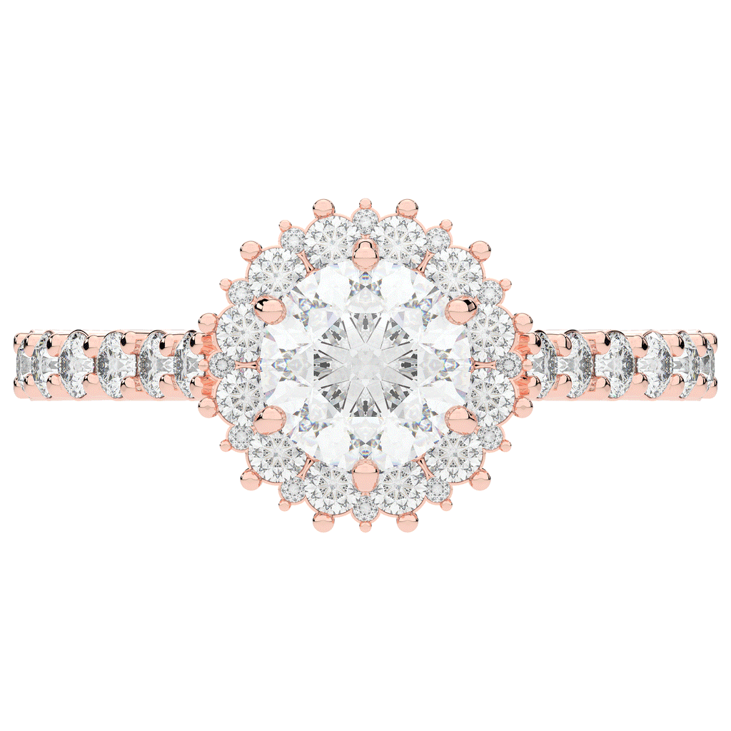 1.60CT.TW ROUND LAB DIAMOND HALO ENGAGEMENT RING - Nazarelle