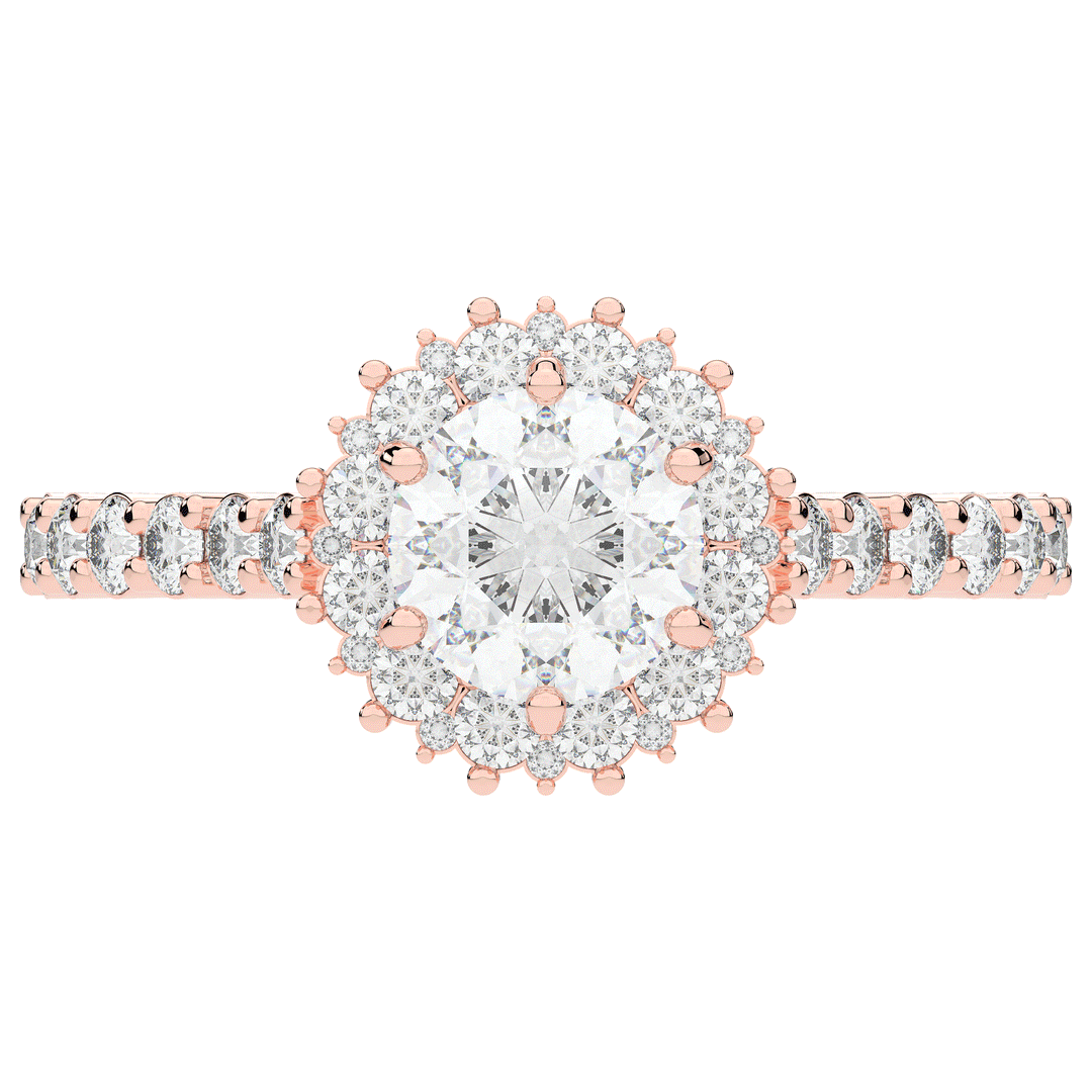 1.60CT.TW ROUND LAB DIAMOND HALO ENGAGEMENT RING - Nazarelle