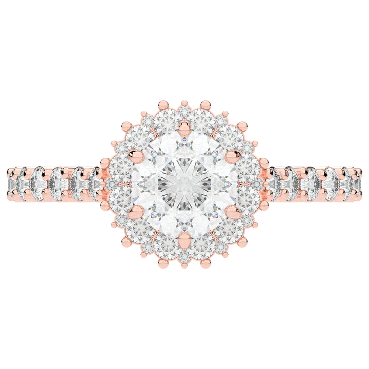 1.60CT.TW ROUND LAB DIAMOND HALO ENGAGEMENT RING - Nazarelle