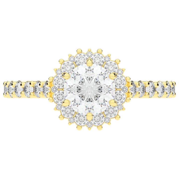 1.60CT.TW ROUND LAB DIAMOND HALO ENGAGEMENT RING - Nazarelle