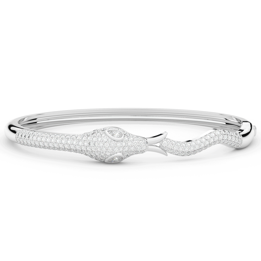 2.00CT.TW ROUND AND PEAR LAB DIAMOND SNAKE BANGLE - Nazarelle