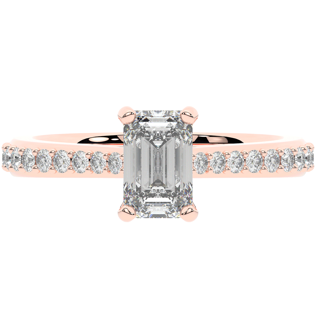 1.25CT.TW EMERALD CUT LAB DIAMOND SOLITAIRE ENGAGEMENT RING - Nazarelle