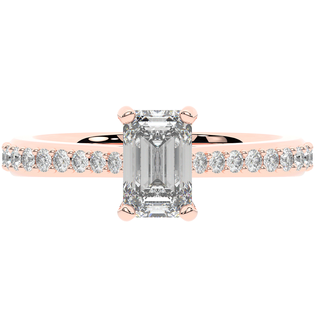 1.25CT.TW EMERALD CUT LAB DIAMOND SOLITAIRE ENGAGEMENT RING - Nazarelle
