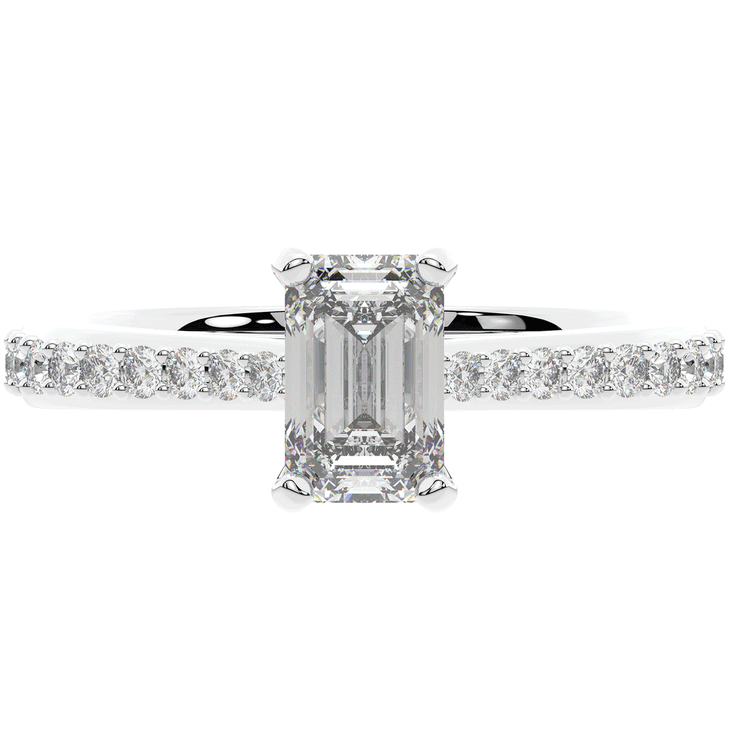 1.25CT.TW EMERALD CUT LAB DIAMOND SOLITAIRE ENGAGEMENT RING - Nazarelle