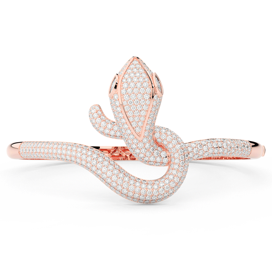 4.90CT.TW ROUND AND PEAR LAB DIAMOND SNAKE BANGLE - Nazarelle