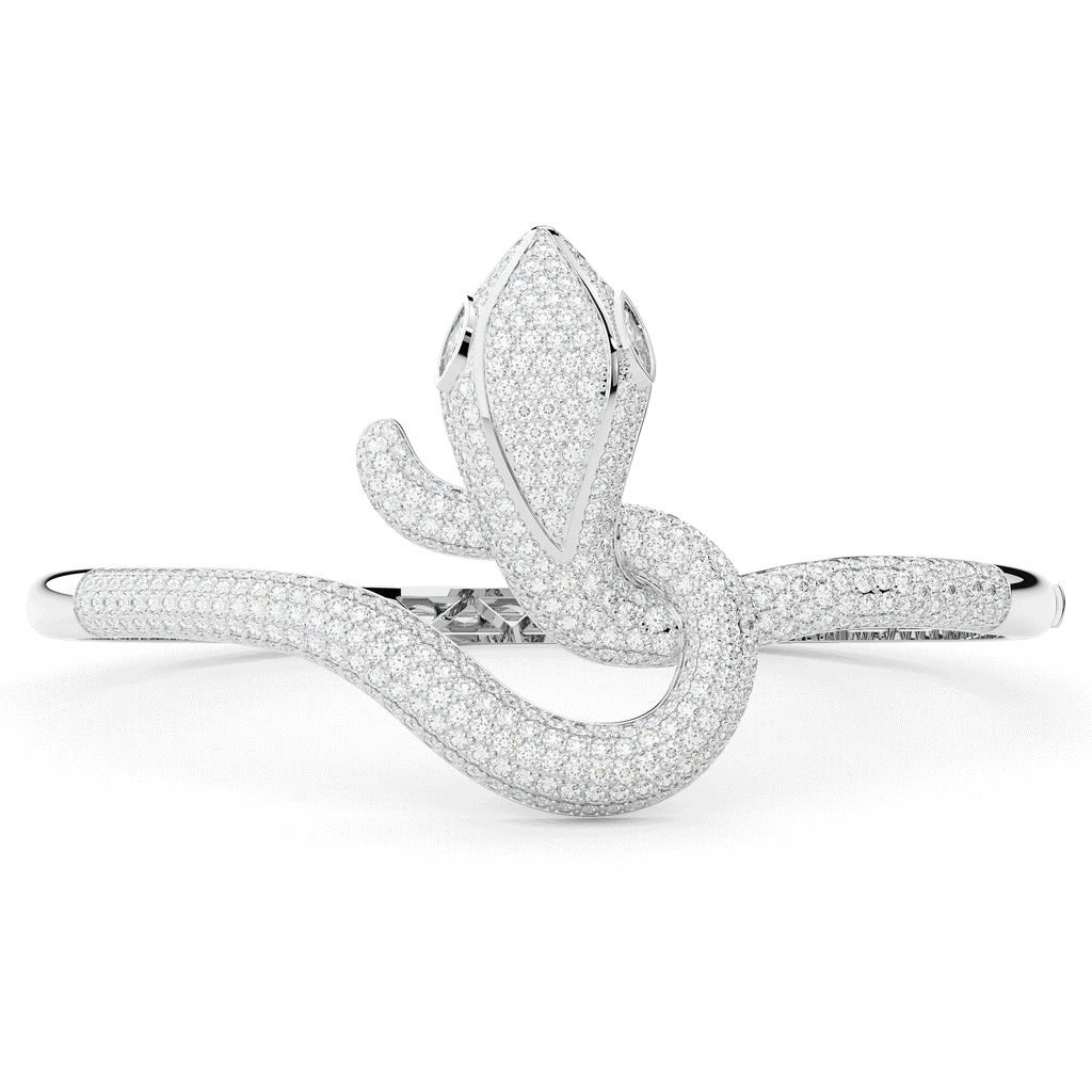 4.90CT.TW ROUND AND PEAR LAB DIAMOND SNAKE BANGLE - Nazarelle