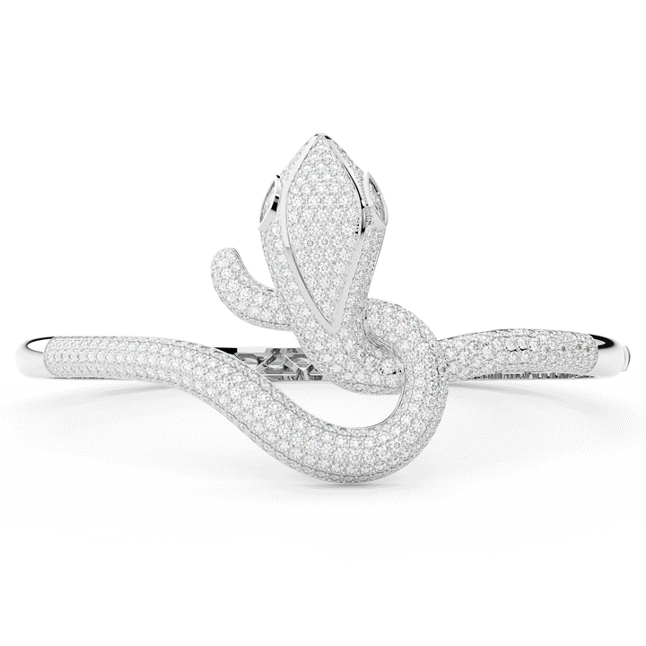 4.90CT.TW ROUND AND PEAR LAB DIAMOND SNAKE BANGLE - Nazarelle