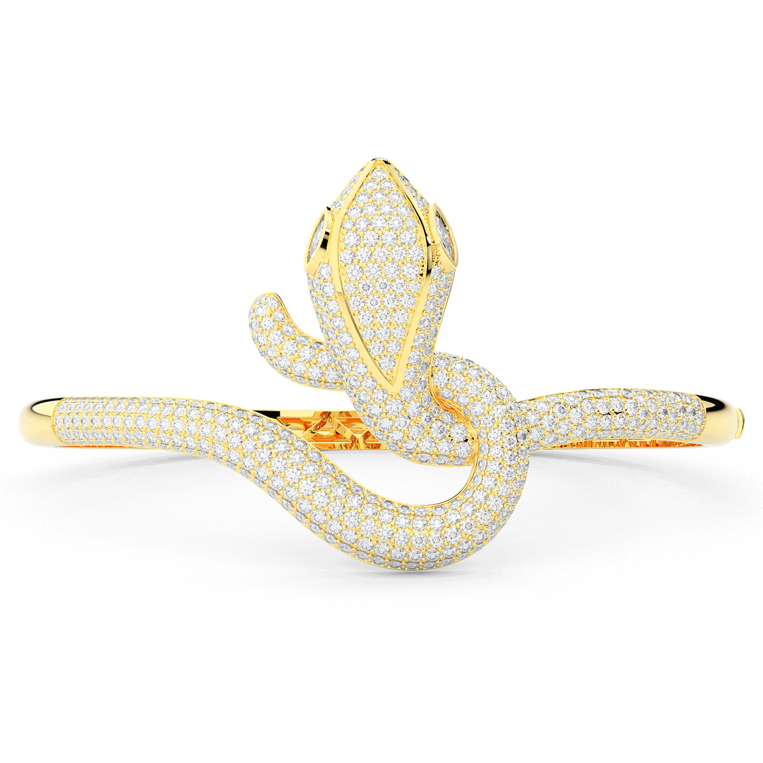 4.90CT.TW ROUND AND PEAR LAB DIAMOND SNAKE BANGLE - Nazarelle
