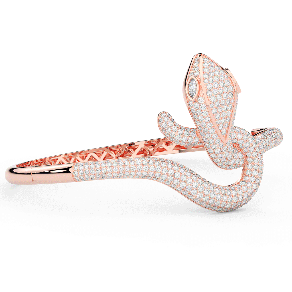 4.90CT.TW ROUND AND PEAR LAB DIAMOND SNAKE BANGLE - Nazarelle
