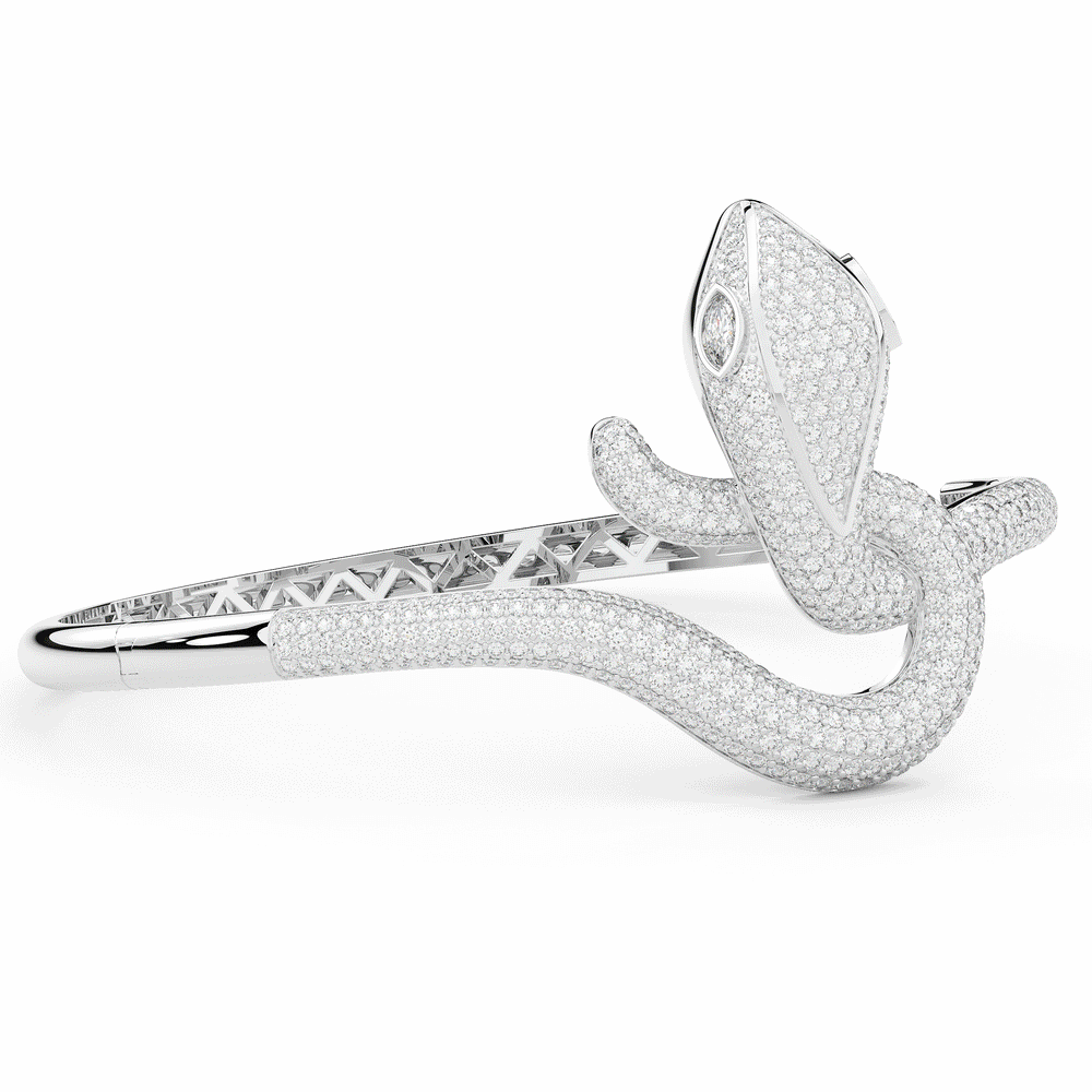 4.90CT.TW ROUND AND PEAR LAB DIAMOND SNAKE BANGLE - Nazarelle
