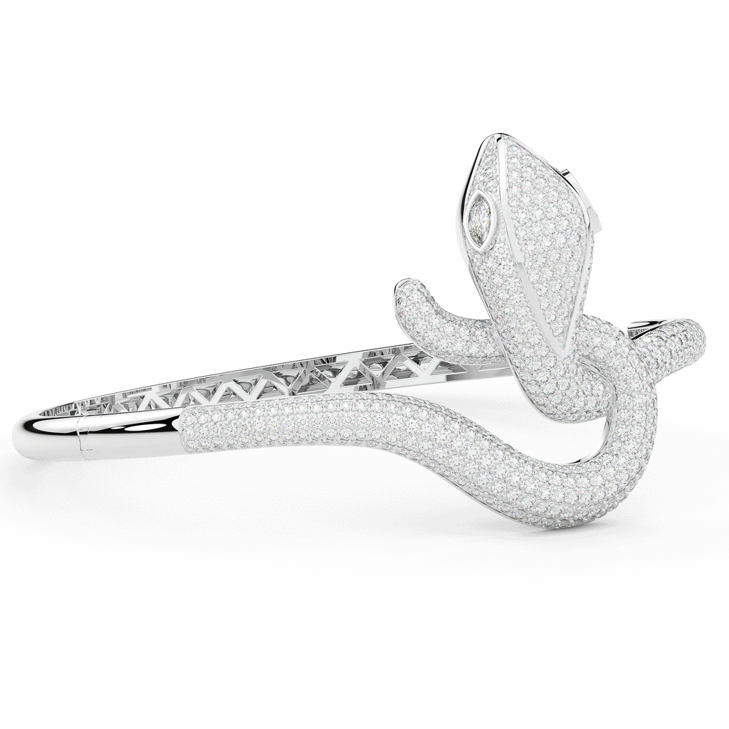 4.90CT.TW ROUND AND PEAR LAB DIAMOND SNAKE BANGLE - Nazarelle
