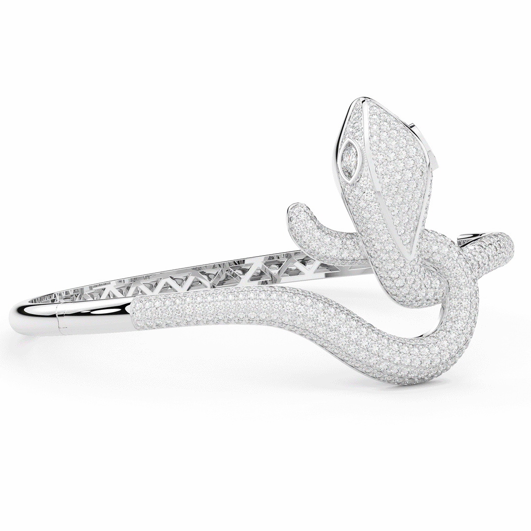 4.90CT.TW ROUND AND PEAR LAB DIAMOND SNAKE BANGLE - Nazarelle