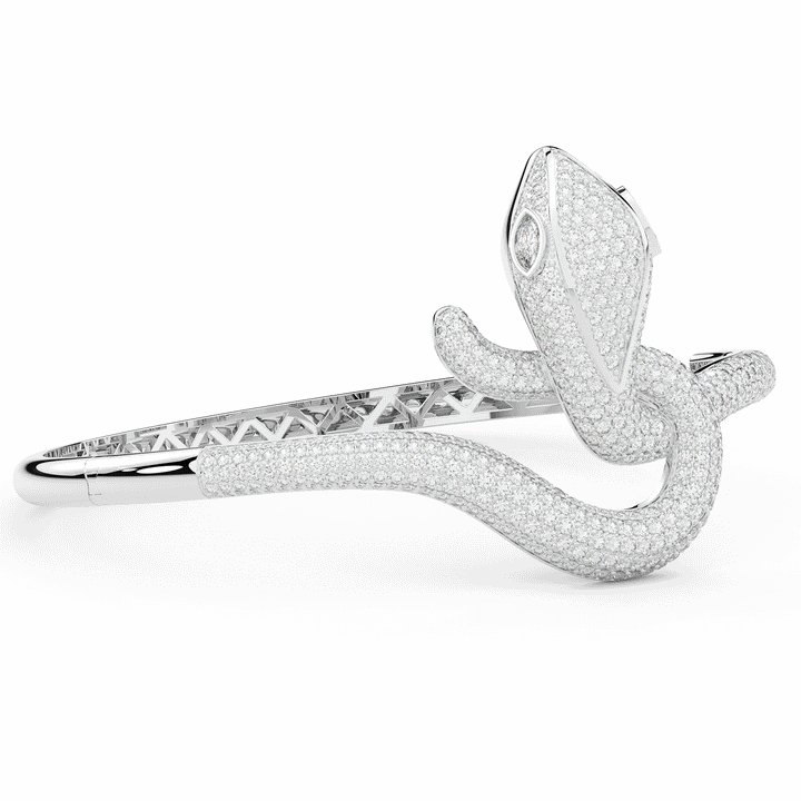 4.90CT.TW ROUND AND PEAR LAB DIAMOND SNAKE BANGLE - Nazarelle