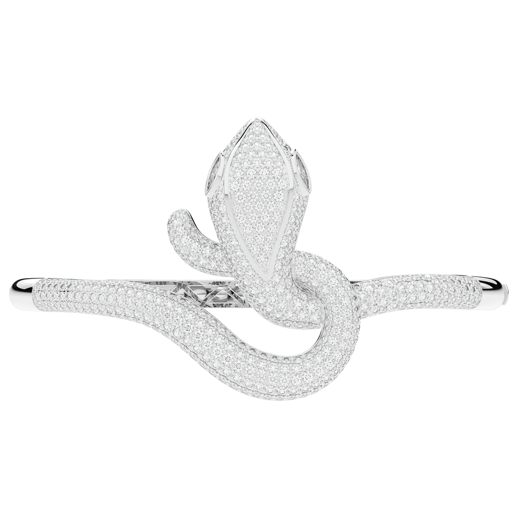 4.90CT.TW ROUND AND PEAR LAB DIAMOND SNAKE BANGLE - Nazarelle