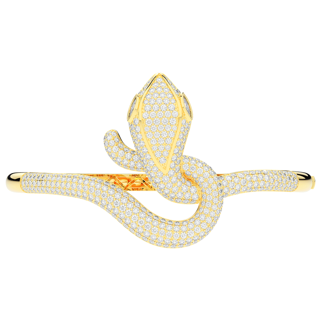 4.90CT.TW ROUND AND PEAR LAB DIAMOND SNAKE BANGLE - Nazarelle