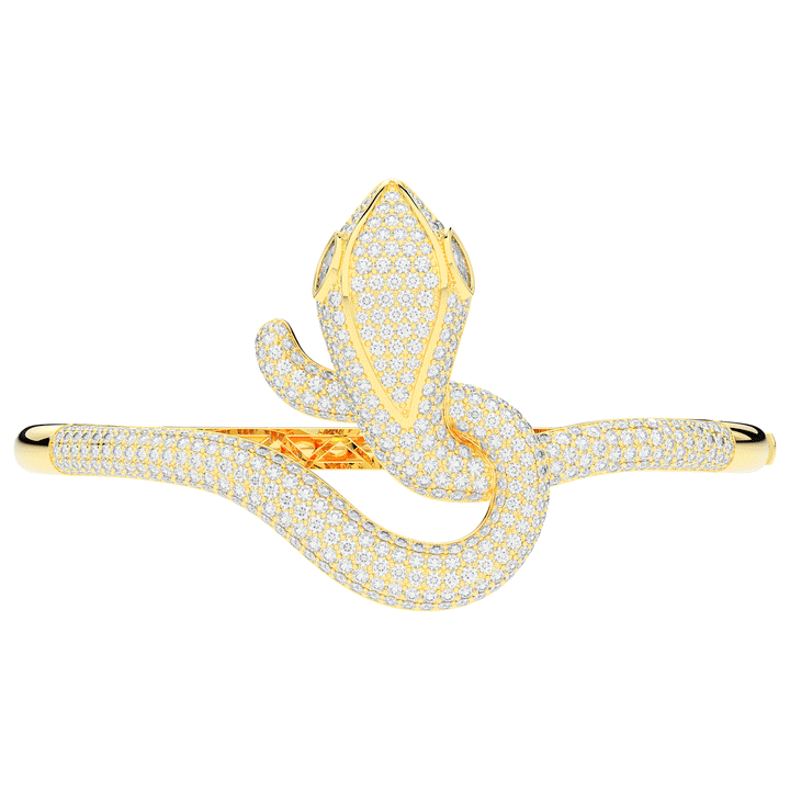 4.90CT.TW ROUND AND PEAR LAB DIAMOND SNAKE BANGLE - Nazarelle
