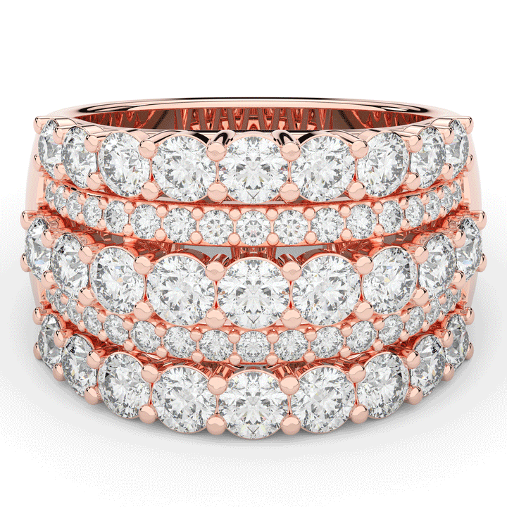3.10CT.TW FIVE ROW ROUND LAB DIAMOND WEDDING BAND - Nazarelle