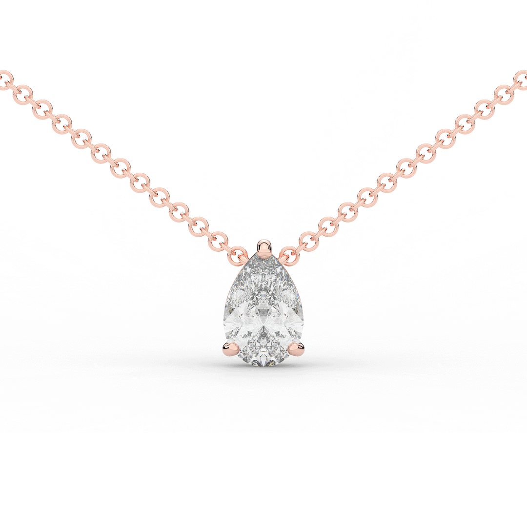 1.00CT.TW PEAR LAB DIAMOND SOLITAIRE PENDANT - Nazarelle