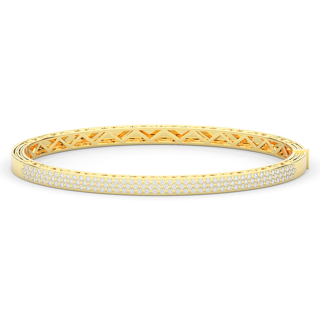 0.75CT.TW 3 ROW ROUND LAB DIAMOND  BANGLE - Nazarelle