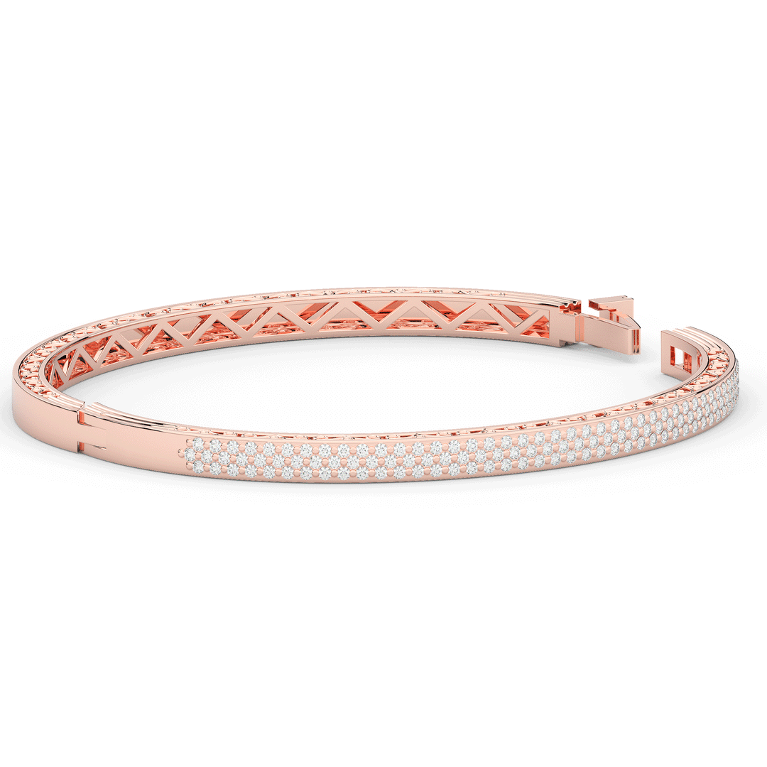 0.75CT.TW 3 ROW ROUND LAB DIAMOND  BANGLE - Nazarelle