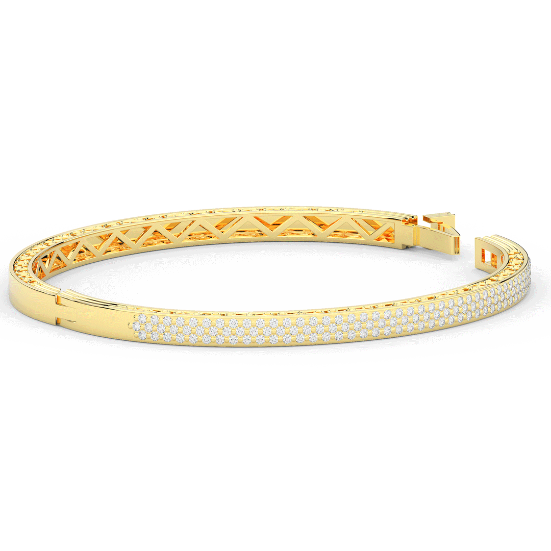 0.75CT.TW 3 ROW ROUND LAB DIAMOND  BANGLE - Nazarelle