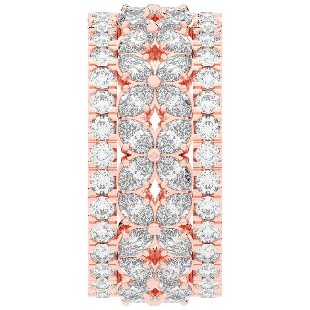 3.80CT.TW MARQUISE AND ROUND LAB DIAMOND FLOWER PETAL ETERNITY WEDDING BAND - Nazarelle