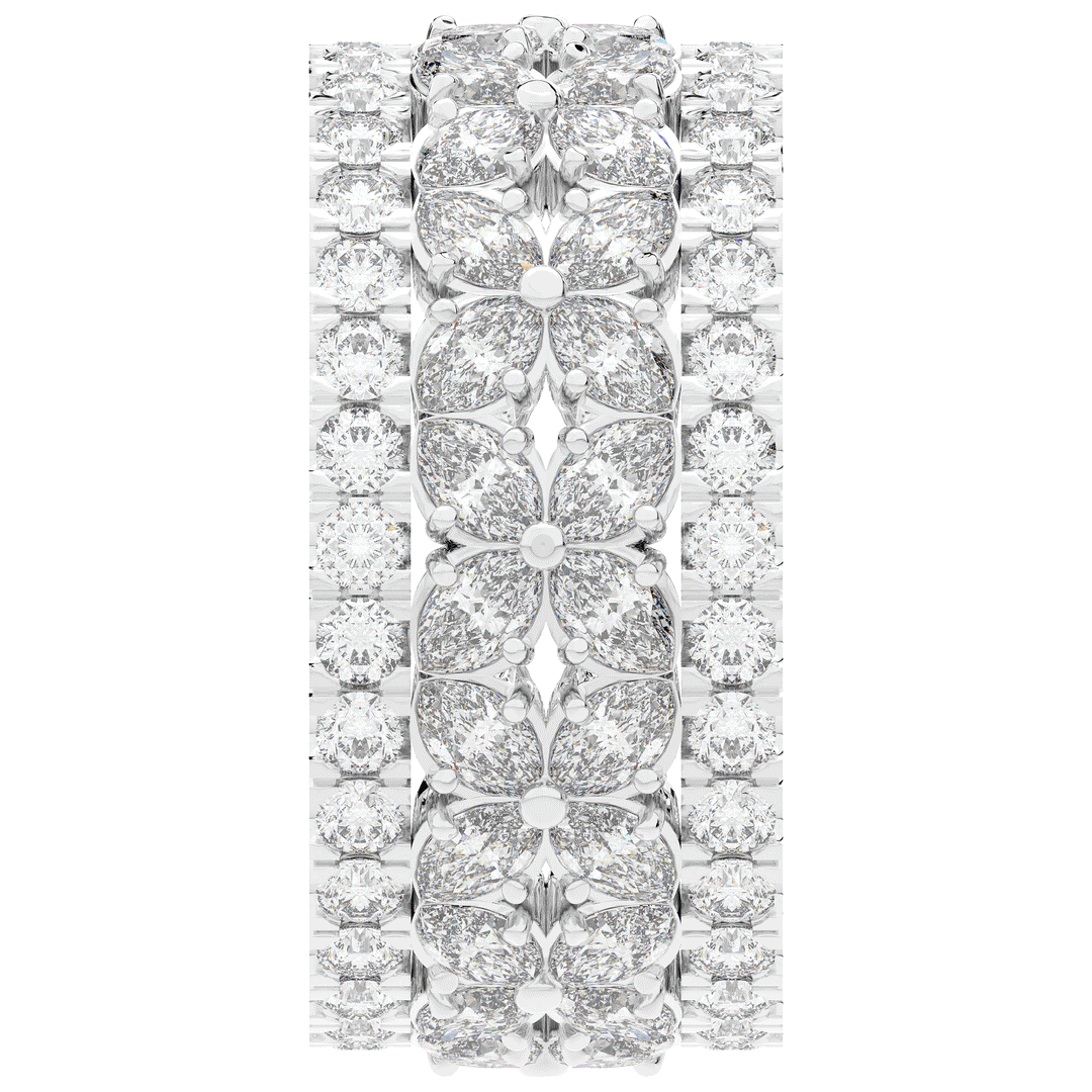 3.80CT.TW MARQUISE AND ROUND LAB DIAMOND FLOWER PETAL ETERNITY WEDDING BAND - Nazarelle