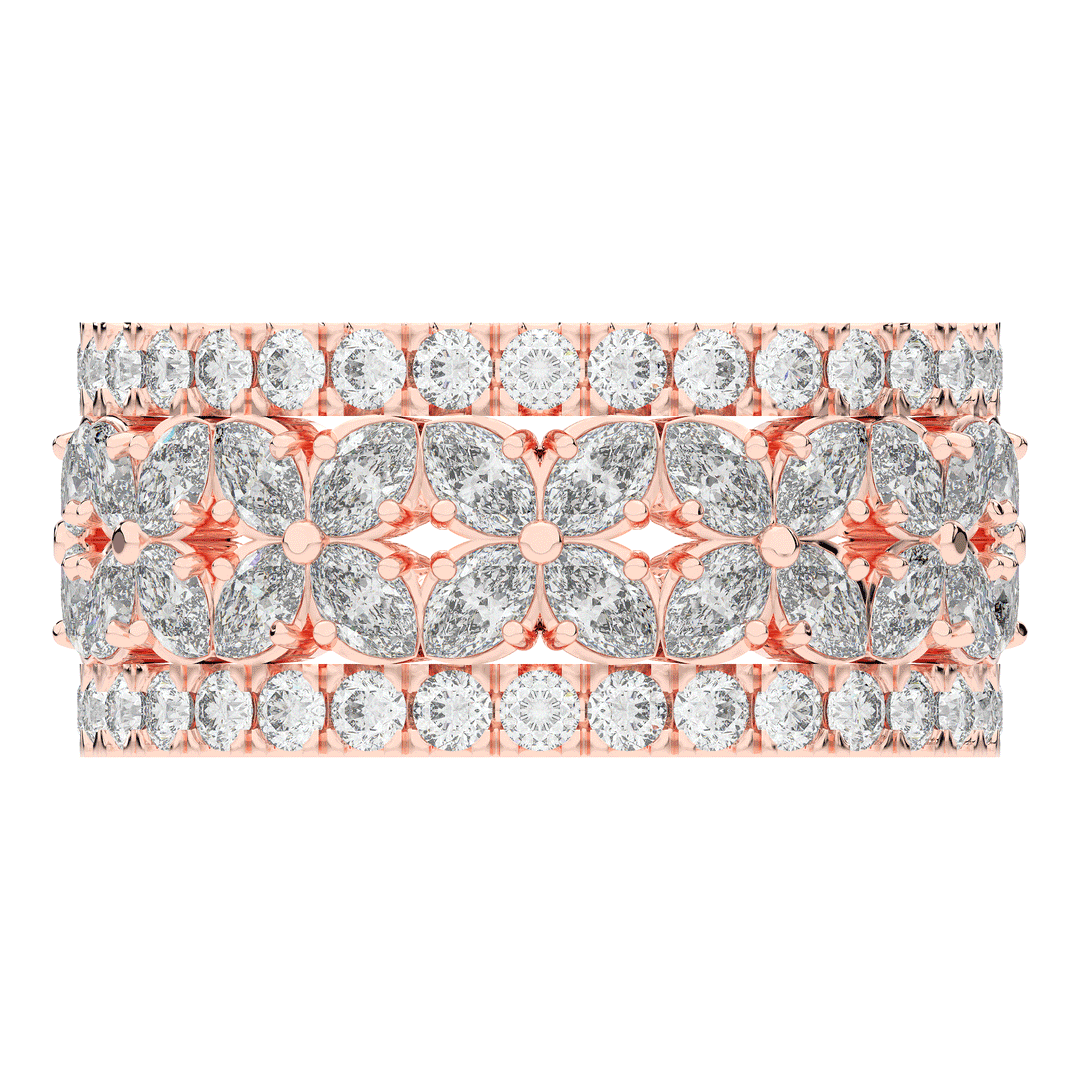 3.80CT.TW MARQUISE AND ROUND LAB DIAMOND FLOWER PETAL ETERNITY WEDDING BAND - Nazarelle