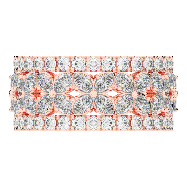 3.80CT.TW MARQUISE AND ROUND LAB DIAMOND FLOWER PETAL ETERNITY WEDDING BAND - Nazarelle