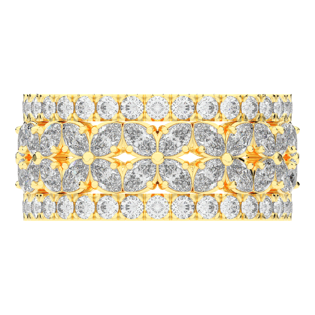 3.80CT.TW MARQUISE AND ROUND LAB DIAMOND FLOWER PETAL ETERNITY WEDDING BAND - Nazarelle