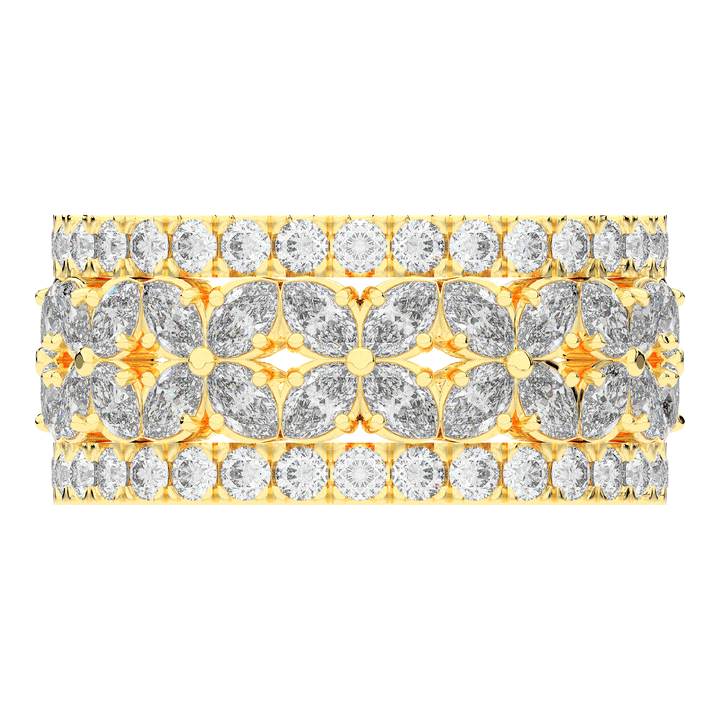 3.80CT.TW MARQUISE AND ROUND LAB DIAMOND FLOWER PETAL ETERNITY WEDDING BAND - Nazarelle