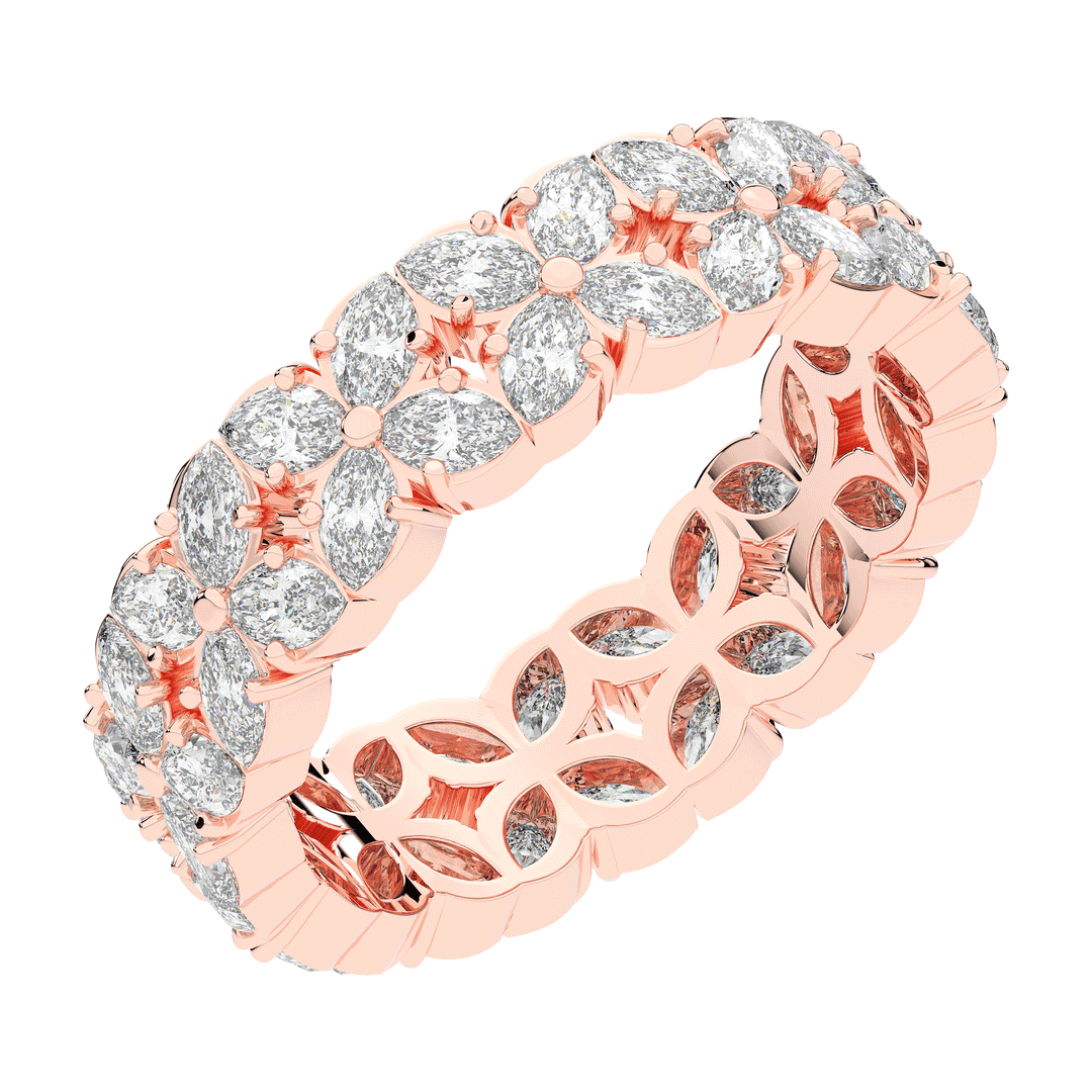 2.40CT.TW MARQUISE LAB DIAMOND FLOWER PETAL ETERNITY WEDDING BAND - Nazarelle
