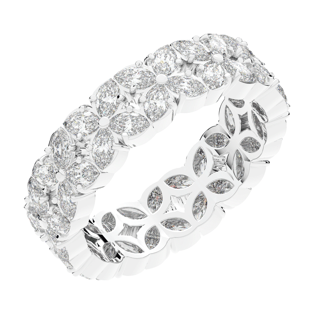 2.40CT.TW MARQUISE LAB DIAMOND FLOWER PETAL ETERNITY WEDDING BAND - Nazarelle