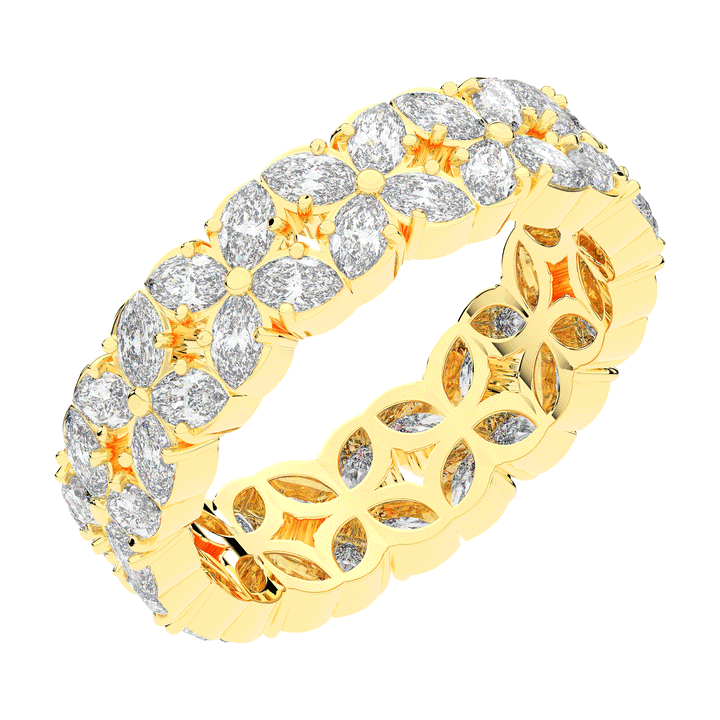 2.40CT.TW MARQUISE LAB DIAMOND FLOWER PETAL ETERNITY WEDDING BAND - Nazarelle