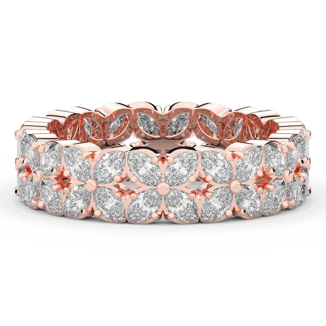 2.40CT.TW MARQUISE LAB DIAMOND FLOWER PETAL ETERNITY WEDDING BAND - Nazarelle