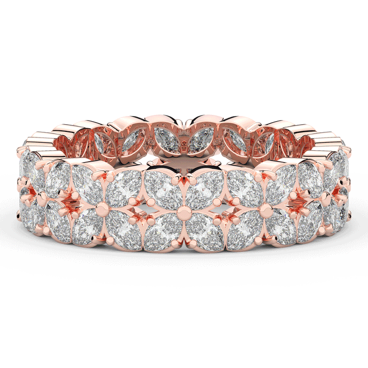 2.40CT.TW MARQUISE LAB DIAMOND FLOWER PETAL ETERNITY WEDDING BAND - Nazarelle