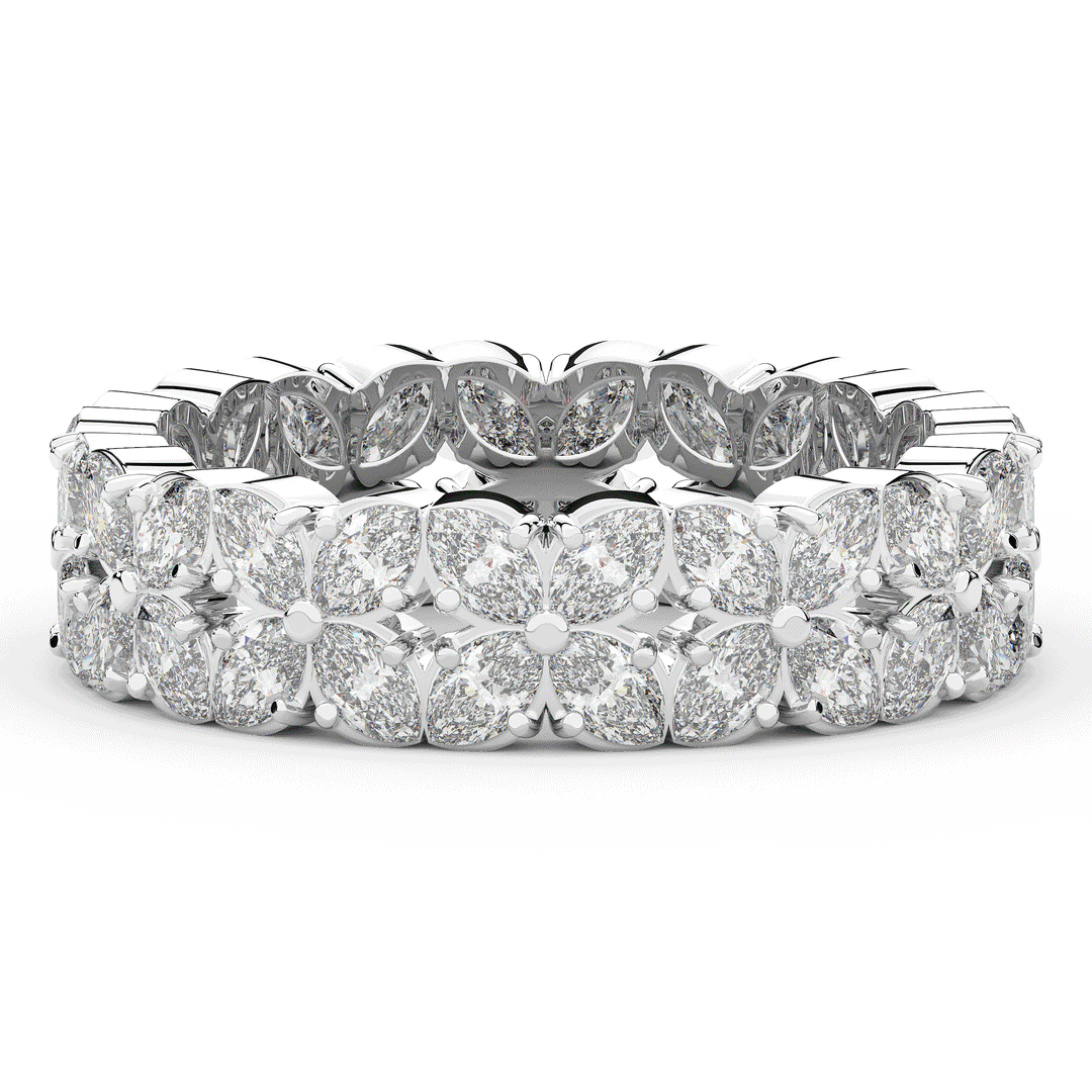 2.40CT.TW MARQUISE LAB DIAMOND FLOWER PETAL ETERNITY WEDDING BAND - Nazarelle