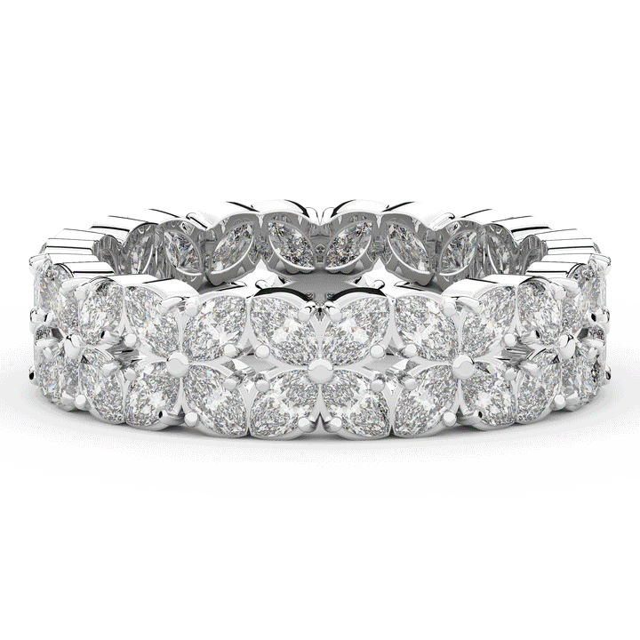 2.40CT.TW MARQUISE LAB DIAMOND FLOWER PETAL ETERNITY WEDDING BAND - Nazarelle