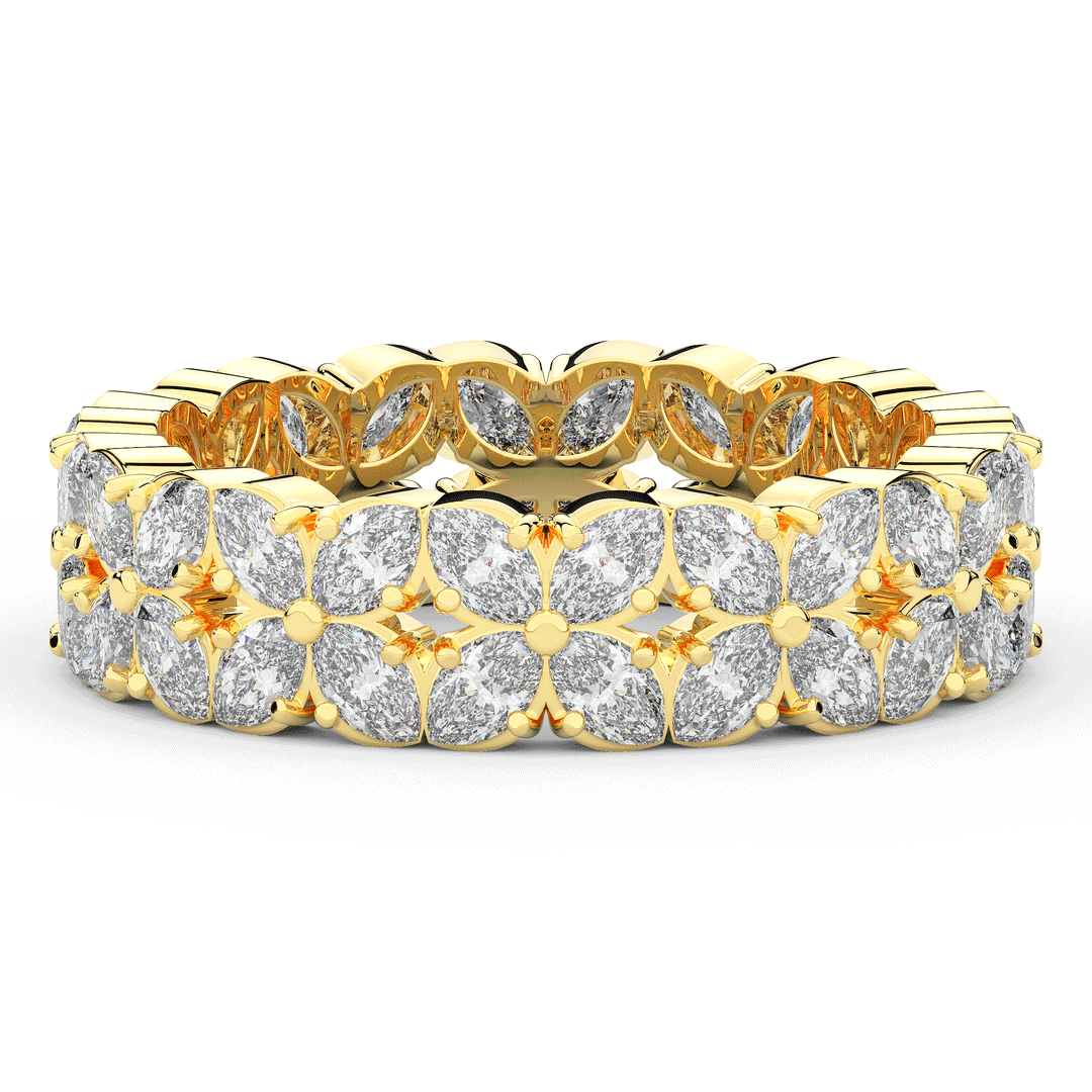 2.40CT.TW MARQUISE LAB DIAMOND FLOWER PETAL ETERNITY WEDDING BAND - Nazarelle