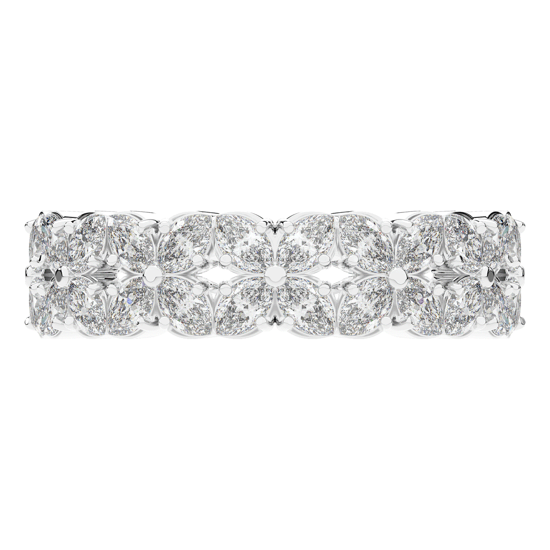 2.40CT.TW MARQUISE LAB DIAMOND FLOWER PETAL ETERNITY WEDDING BAND - Nazarelle