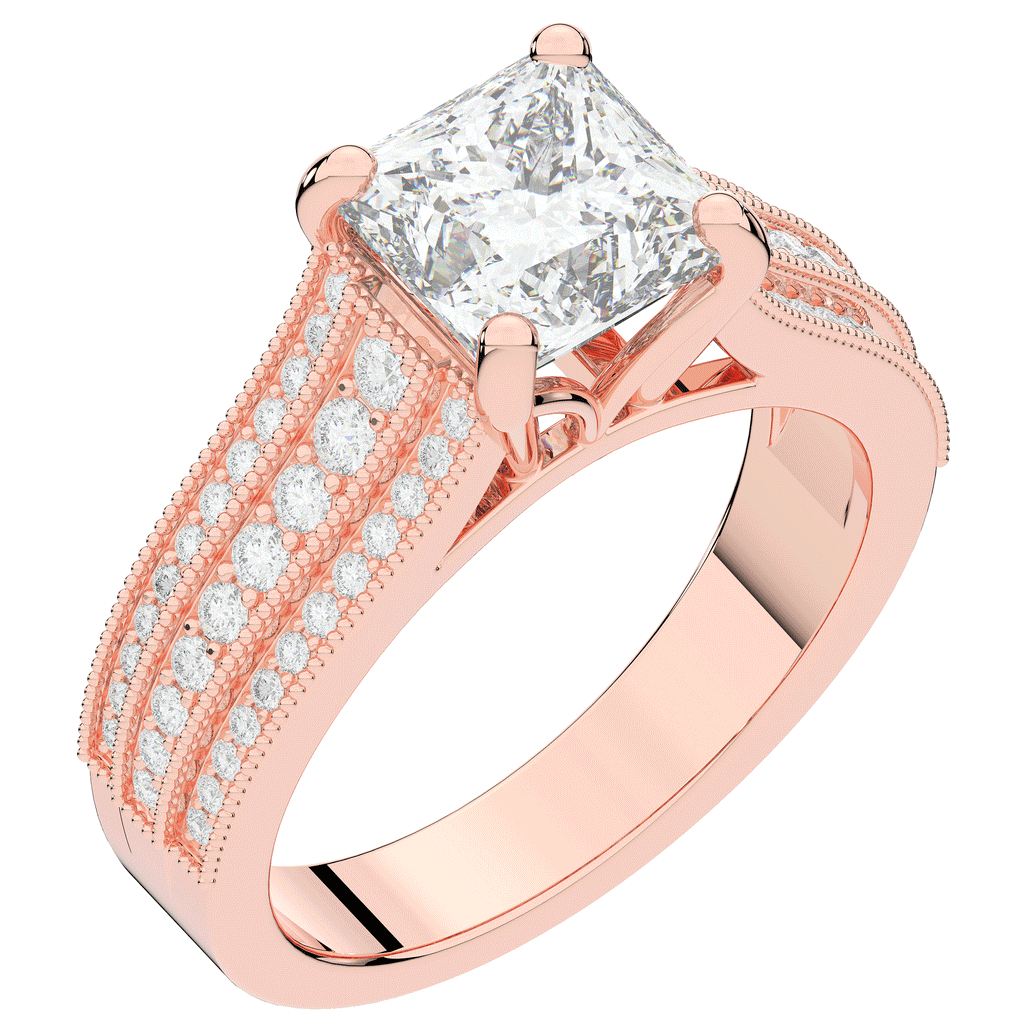 3.55CT.TW PRINCESS LAB DIAMOND ENGAGEMENT RING - Nazarelle