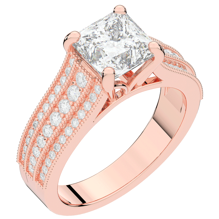 3.55CT.TW PRINCESS LAB DIAMOND ENGAGEMENT RING - Nazarelle