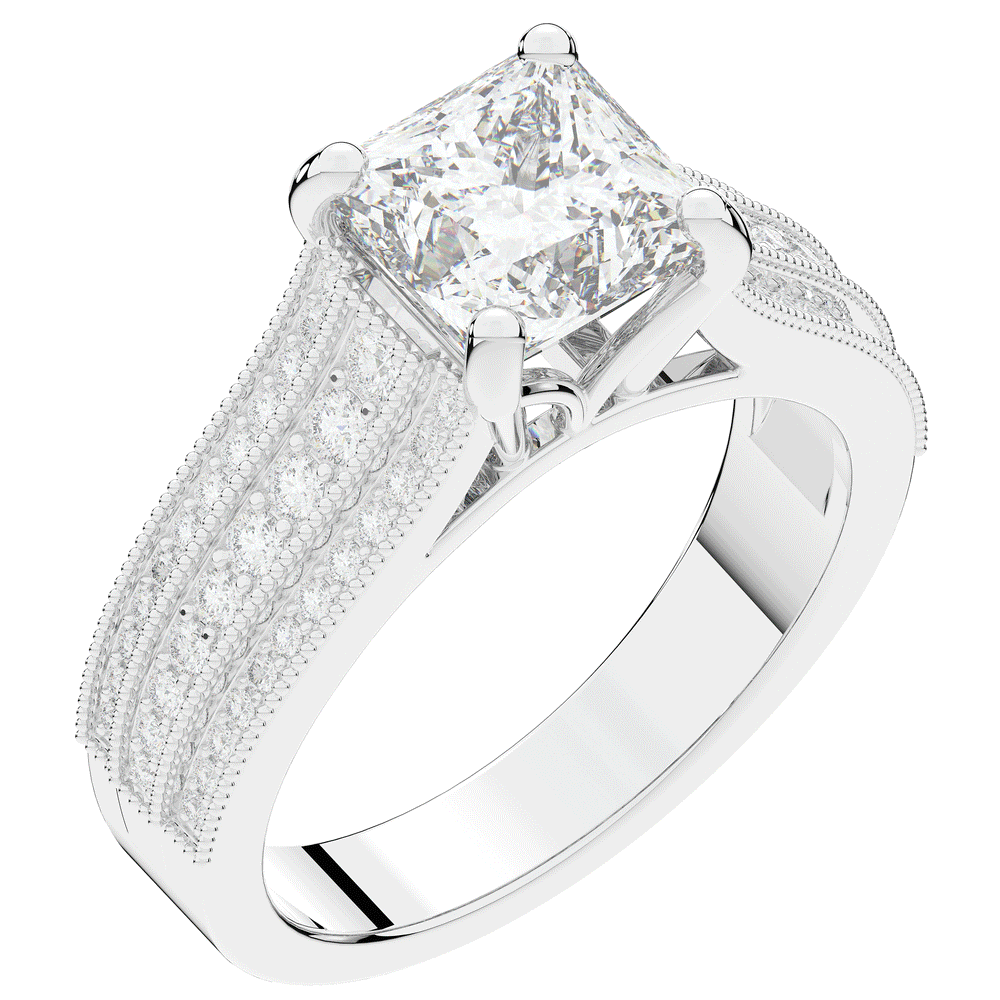 3.55CT.TW PRINCESS LAB DIAMOND ENGAGEMENT RING - Nazarelle