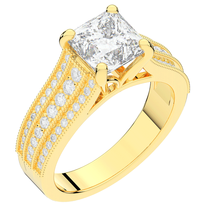 3.55CT.TW PRINCESS LAB DIAMOND ENGAGEMENT RING - Nazarelle