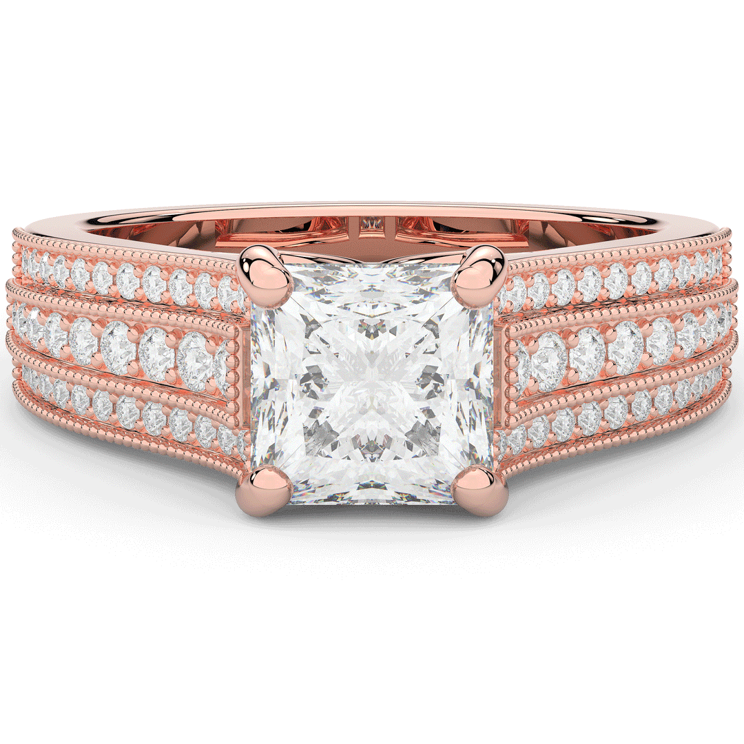 3.55CT.TW PRINCESS LAB DIAMOND ENGAGEMENT RING - Nazarelle