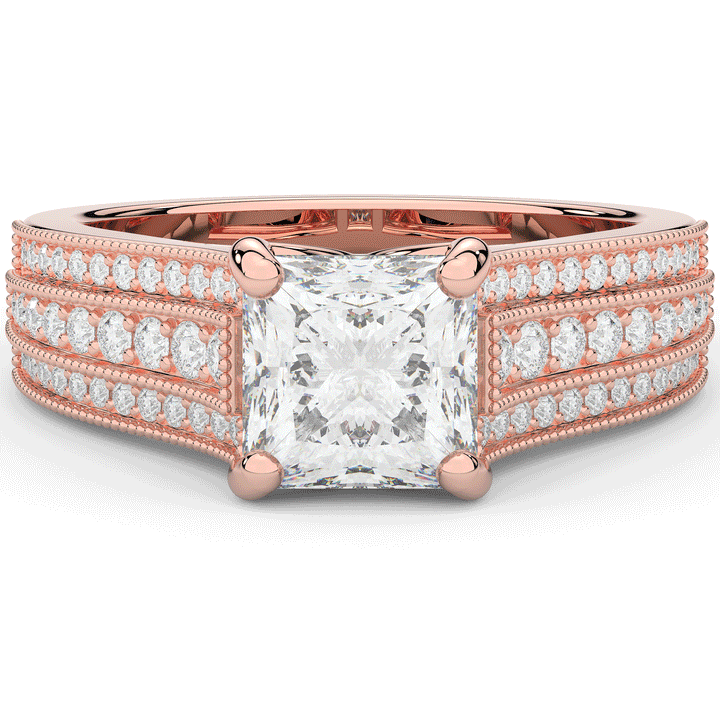 3.55CT.TW PRINCESS LAB DIAMOND ENGAGEMENT RING - Nazarelle