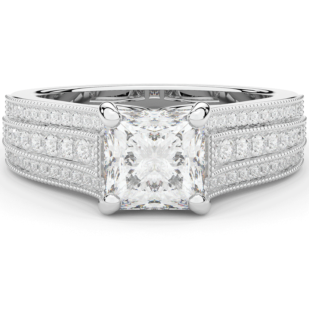 3.55CT.TW PRINCESS LAB DIAMOND ENGAGEMENT RING - Nazarelle