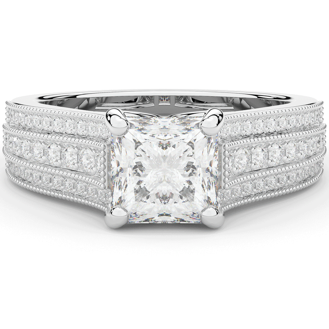 3.55CT.TW PRINCESS LAB DIAMOND ENGAGEMENT RING - Nazarelle