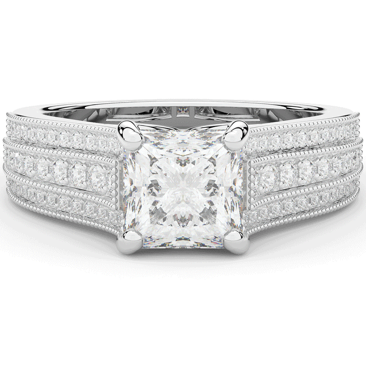 3.55CT.TW PRINCESS LAB DIAMOND ENGAGEMENT RING - Nazarelle